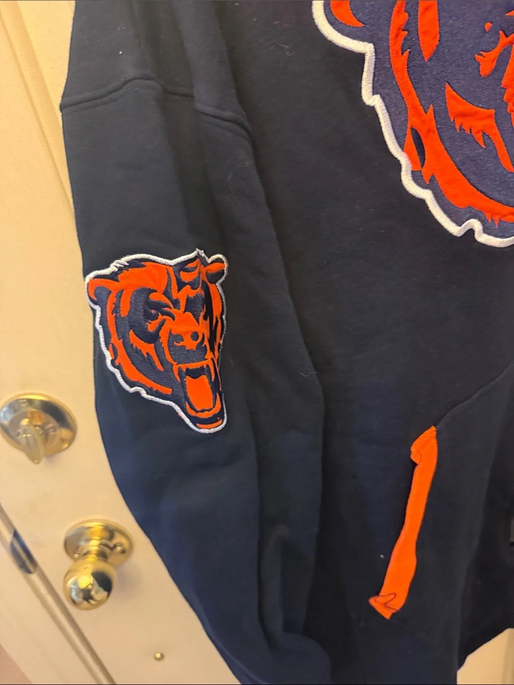 Chicago Bears Navy and Orange men’s One-Piece Hoodie - Picture 4 of 5